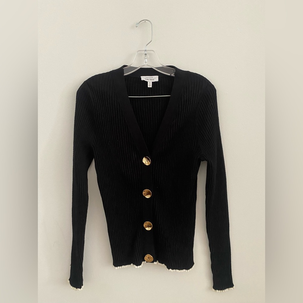 NWOT & Other Stories Black Ribbed Cardigan with Gold Buttons